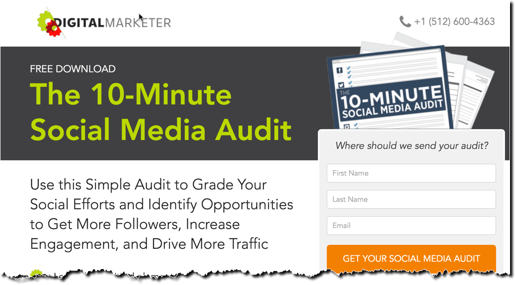 The 10-Minute Social Media Audit Lead Magnet Landing Page