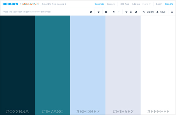 example palette from Coolers.co