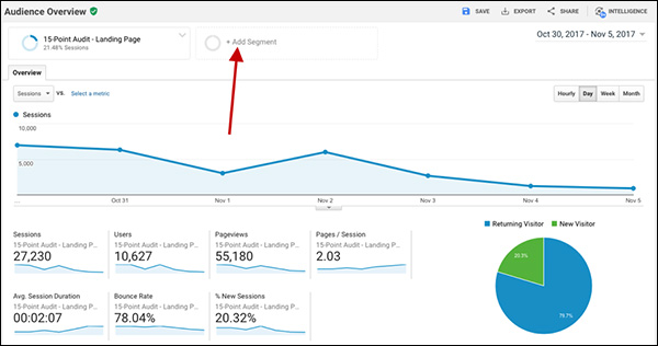 To review multiple segments, click “+ Add Segment” and select everything you want to include