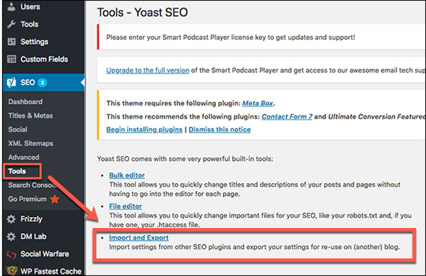 Yoast SEO data transporter