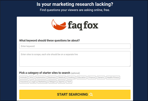 keyword research tool FAQfox