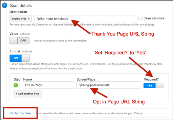  Setting up the specifics of a goal